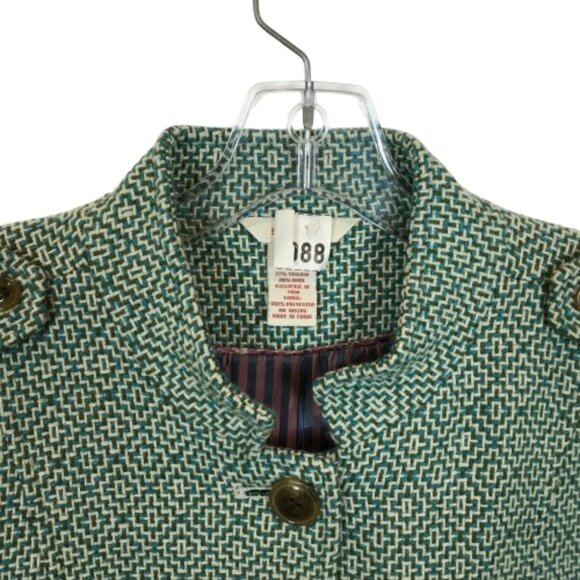 Womens Size 14 Sundance Military Inspired Geometric Weave Wool Blend Jacket - Picture 2 of 5